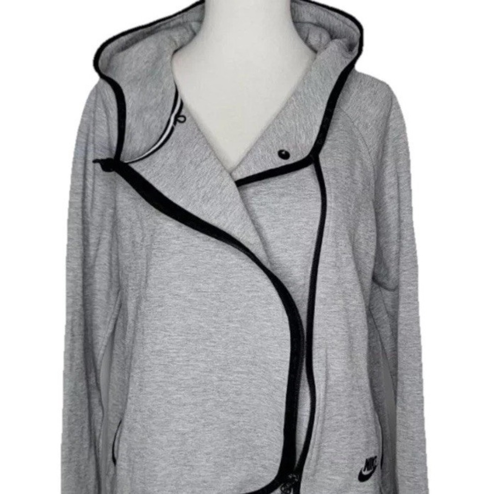 Nike‎ Tech Fleece Asymmetric Cape Zip Hoodie Sweatshirt Women's Medium Gray
